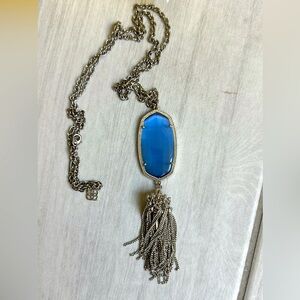 Kendra Scott Rayne Silver Necklace in Periwinkle Cat's Eye silver hardware.